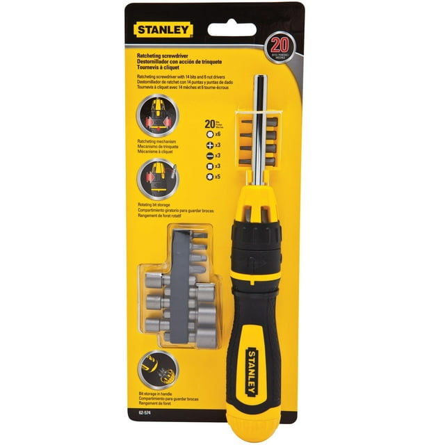 STANLEY Screwdriver Set, Multibit, Ratcheting, 20-Pack (62-574)