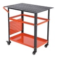 thumbnail image 1 of Établi de 36 Pouces avec Panneau Perforé, Capacité de 1200 Lb, Roulant, Table de Travail en Acier Robuste avec Dessus en Bois de Caoutchouc, Rangement d'Outils à 3 Niveaux avec Roues pour Garage et Atelier, Noir+orange, 1 of 8