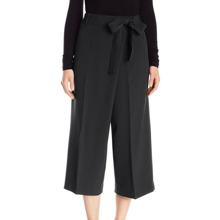 ANNE KLEIN Womens Black Belted Wide Leg Wear To Work Pants Size: 4