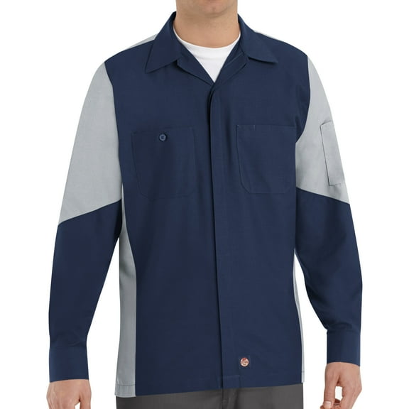 Red Kap Men's Long Sleeve Two-Tone Crew Shirt