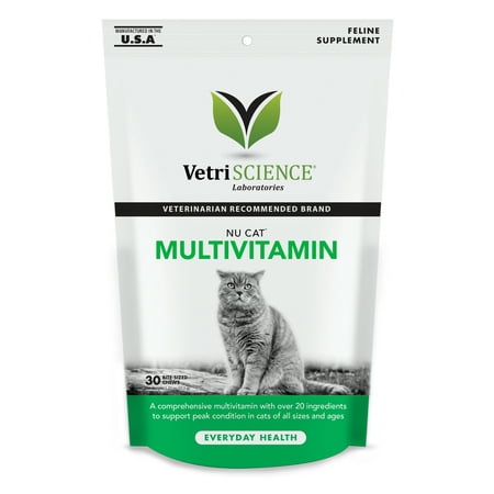 VetriScience NuCat Multivitamin Everyday Health Bite-Sized Cat Chews, fish flavor, 30 chews