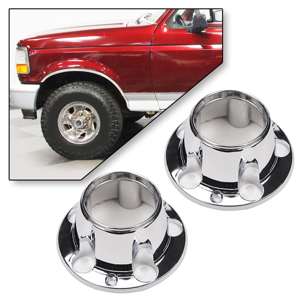 BFO 4-Piece Wheel Hub Center Caps For Ford Bronco / F-150 / Van (1980-1996) – 7 Inch, Silver/Black, 4WD Only
