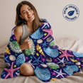 thumbnail image 5 of Flannel Fleece Throw Blanket Ocean Blue Shell Starfish Conch Lightweight Soft Plush Blankets,Marine Life Seamless Cozy Warm Throw Blanket for Couch Sofa Bed Car Office All Season Use 40x50in, 5 of 9
