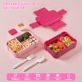 thumbnail image 4 of Lonian 2-Tier Stackable Bento Lunch Box Rectangle with 1 Fork, Spoon, Dressing Container, BPA-Free, Dishwasher Safe, Food-Safe Materials, Rose Red, 4 of 7
