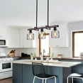 thumbnail image 6 of 27.6" Height Adjustable 3-Light Pendant Light, Industrial Metal Faux Wood Chandelier for Kitchen Island, Dining Room, Black, 6 of 12