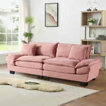 Dinosisco 84"L Deep Seat Sofa, Corduroy Upholstered Sleeper Couch for Living Room, Pink