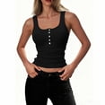 thumbnail image 5 of Fewfanhot Women's Crew Neck Tank Top Button Ribbed Knit Stylish Shirt Casual Soft Stretchy Breathable Summer Daily Wear Tops S-XXL, 5 of 6