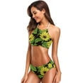 thumbnail image 3 of Dreamtimes Sunflowers Yellow Floral Leaves Swimsuits Padded Bikini Sets Sexy Swimwear for Women, Medium, 3 of 7