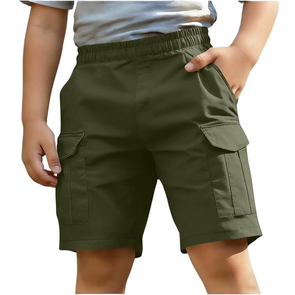 CHEEREAM Boys Cargo Straight Leg Shorts Adjustable Waist Pull On Bottom Causal Fit Dreesy Short With Pockets For Kids Summer Loose