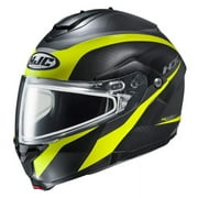 HJC C91 Taly snowmobile helmet with Dual Lens Shield Semi-Flat Hi-Viz Yellow (MC-3HSF) (Medium, Black Semi-Flat Hi-Viz Y