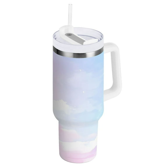 Pink Pattern Insulated Tumblers 40oz Double-Walled Stainless Steel Water Bottles Car Handle