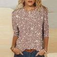 thumbnail image 2 of Tops for Women Trendy Short Sleeve Tunic Tops for Women Athletic Shirts Tight Short Sleeve T Shirts plus Size Ladies Dress Blouses High Neck Top Womens Summer Casual Floral T Tan Shirt Light Pink M, 2 of 5