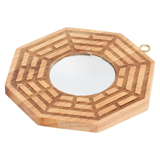 Espejo Bagua Bling Bling de Madera Cóncavo para Puerta Exterior