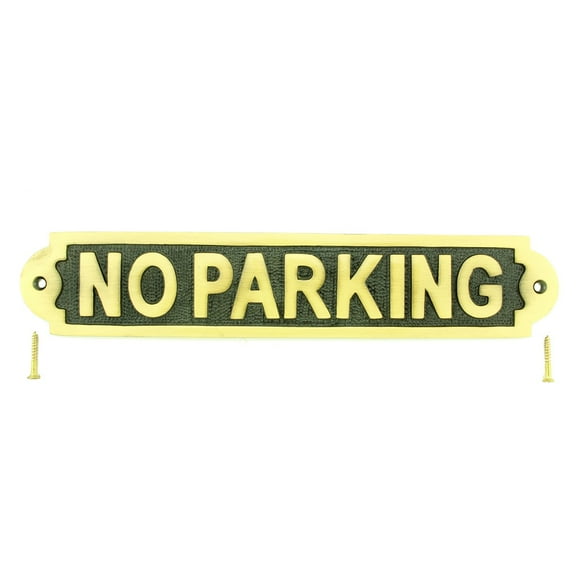 Renovators Supply Brass Wall Plate "No Parking" Business Sign Polished Brass Plaques 11" Length, 2 1/4" H