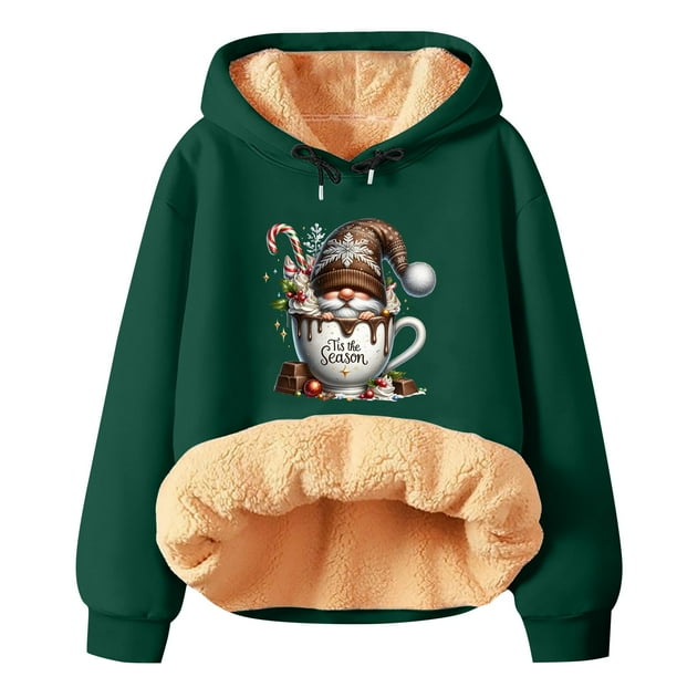 WILLBEST Sudadera Oversize para Mujer, Estilo Navideño, Invierno, Gruesa, Cálida, Colorida, con Capucha, Tops 448 Grande
