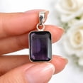 thumbnail image 2 of SATYAVIE JEWELLERY 925 Sterling Silver Handmade Amethyst Gemstone Rectangular Pendant, 2 of 6