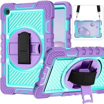 Dteck for Samsung Galaxy Tab A 8.4" Case 2020 with Crossbody Shoulder Strap, 360 Rotating Hand Strap& Stand, Heavy Duty Child Proof Shockproof Case for SM-T307/T307U, Purple