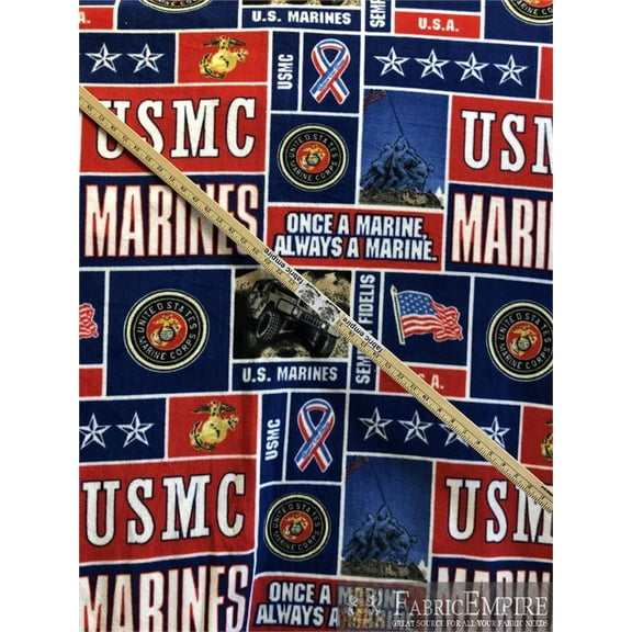 Fleece Fabric Printed ANTI PILL US MARINES LICENSED / 58'' wide / Sold by the yard