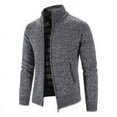 thumbnail image 3 of Suéter de manga larga tipo cárdigan con cuello alto de color sólido para jóvenes de otoño e invierno de terciopelo para hombres, 3 of 6