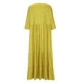 thumbnail image 5 of Sakmal Dresses for Women Elegant Asymmetrical Pleated Floral Yellow Oversized Short Sleeve Maxi Shift Dress, 5 of 6