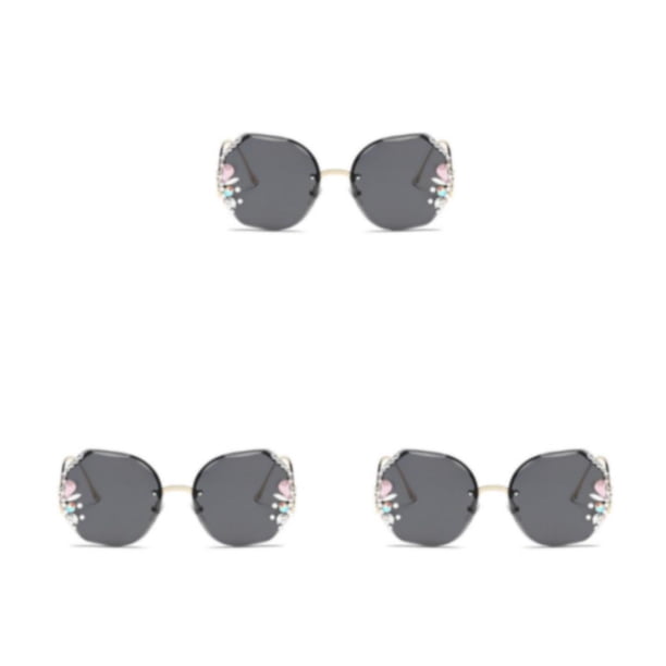 Qarigey Gafas de sol Retro sin marco para mujer, lentes degradados de gran tamaño, protección UV400, gafas de sol de Metal para mujer, color Type1 NO1