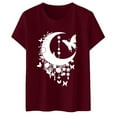 thumbnail image 4 of Women's Fashion Moon Print T-Shirt Casual Round Neck Short Sleeve Tee Soft Comfortable Breathable Stylish Top for Everyday Wear, 4 of 5