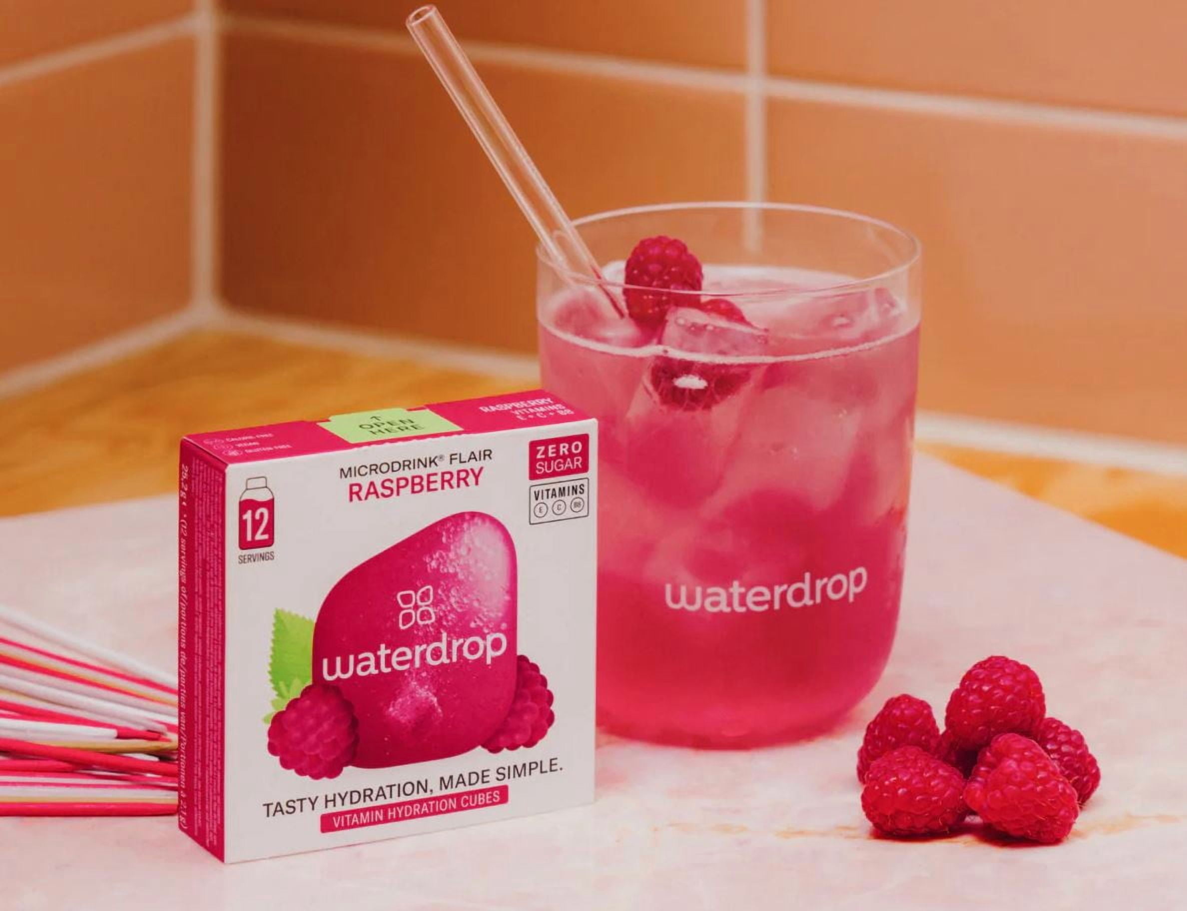 Waterdrop Microdrink Flair Zero Sugar Raspberry, 12 Count Packets Hydration Cubes 0.89 oz