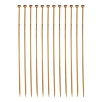 Uxcell 3.75mm Bamboo Knitting Needle Straight Single Pointed 10 Inch Long Wooden Sweater Knitting Needles US Size 5 12PCS