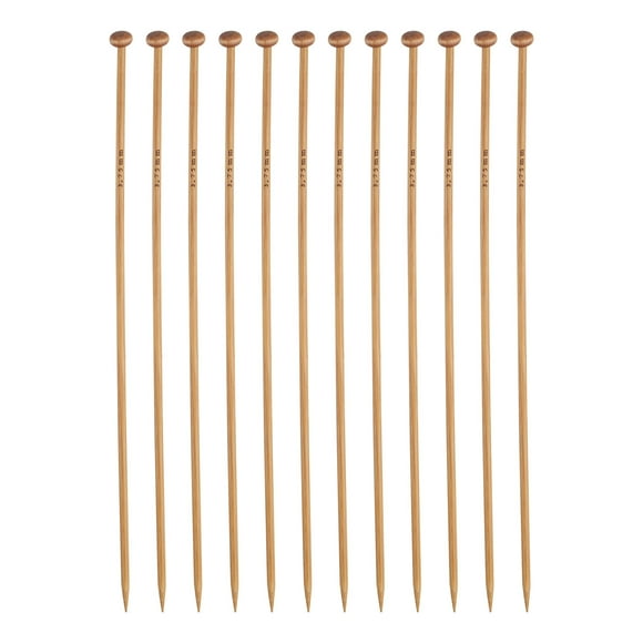 Uxcell 3.75mm Bamboo Knitting Needle Straight Single Pointed 10 Inch Long Wooden Sweater Knitting Needles US Size 5 12PCS