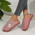 thumbnail image 3 of Memory Foam House Slippers for Women Butterfly Embroidery Cozy Warm Home Indoor Casual Slip on Shoes Red 8.5, 3 of 7