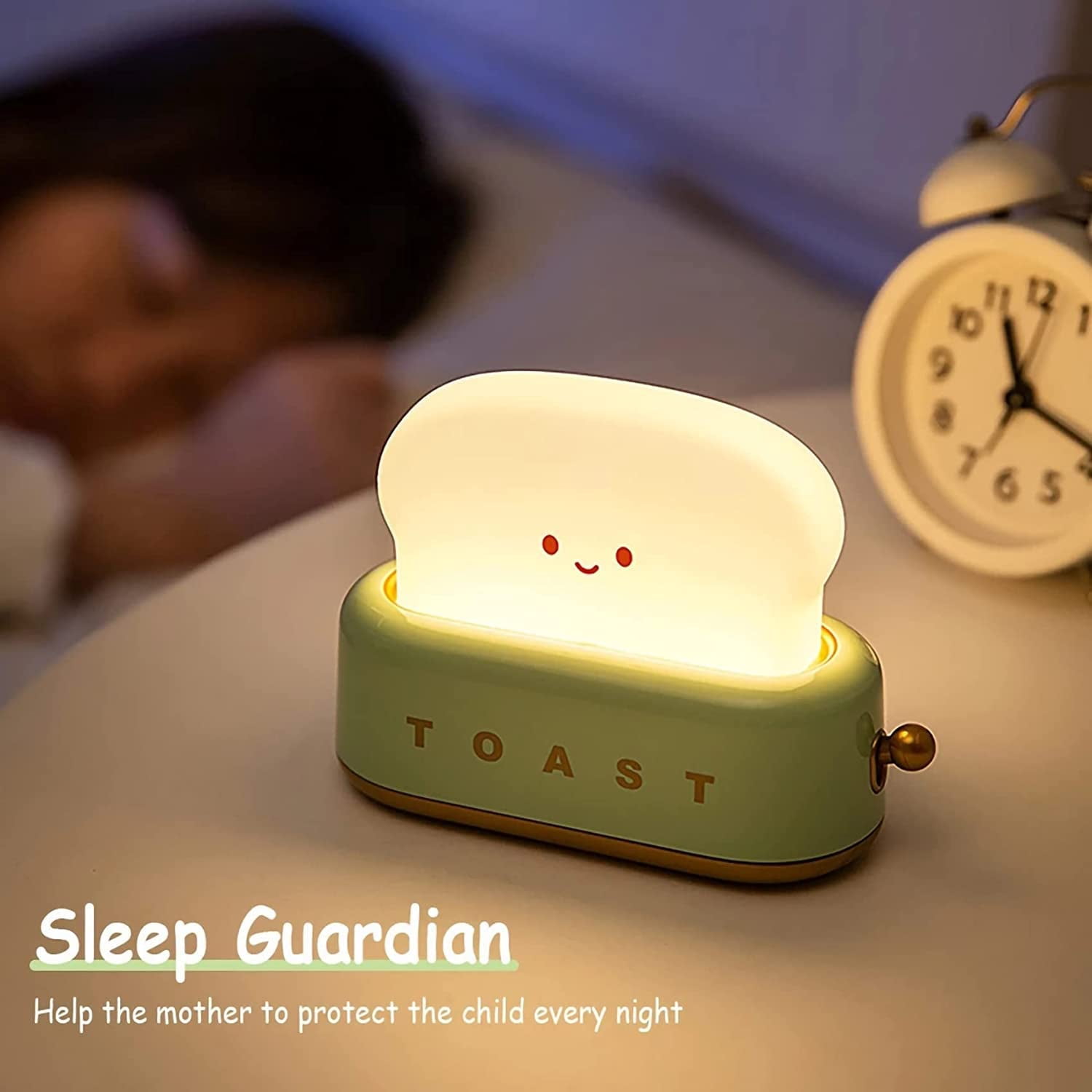LINLIN Cute Toast Night Light,Rechargeable Timer Adjustable Brightness Bread LED Night Lamp,Portable Bedroom Bedside Sleep Lamp Dimmable for Baby Girls Boys Birthday Children's Day Gifts