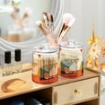 thumbnail image 3 of Yayeee 4 Pack Qtip Holder Bathroom Cotton Swab Canister with Lid Clear Dispenser Set, Beige Glasses, 3 of 6