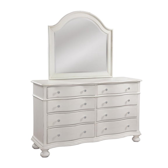 American Woodcrafters Rodanthe Dove White Wood Dresser and Mirror