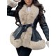thumbnail image 3 of Txlixc Chaqueta de cuero de mujer con cuello de felpa de contraste casual Txlixc moda, 3 of 8
