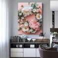 thumbnail image 2 of CozyNet Delicate Floral Wreath Featuring Peonies, Daisies, And Eucalyptus Sprigs Wall Art Prints With Frame Canvas Perfect for Living Room & Bedroom, Ready to Hang, Wall Decor 16"x20"in, 2 of 4