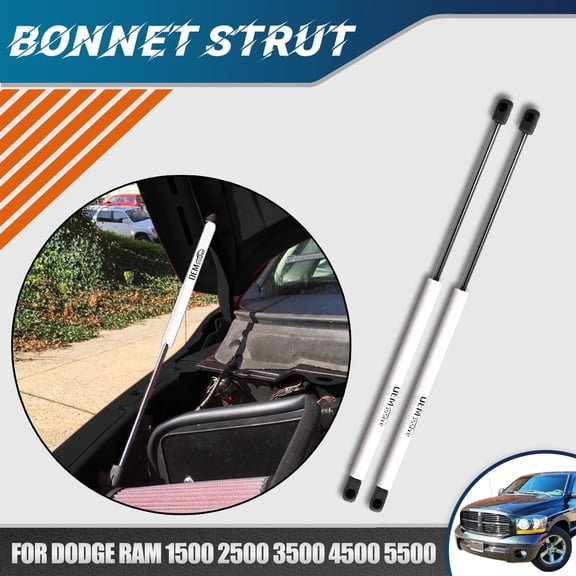 2xHood Struts Arm White Front Supports Shocks for Dodge Ram 1500 2500 3500 4500