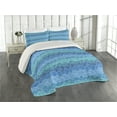 thumbnail image 2 of Ambesonne Ocean Quilted Coverlet 3 Pcs, Cartoon Sea Shipping, King Size, Blue Teal Turquoise, 2 of 4