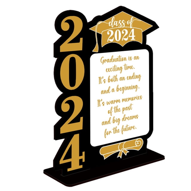 Centro de mesa de graduación 2024, decoración de mesa independiente de madera para felicitaciones de graduación