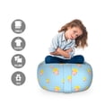 thumbnail image 2 of Cartoon Storage Toy Bag Chair, Movie Night Theme Pop Corn Motifs on Polka Dots Background Nostalgic, Stuffed Animal Organizer Washable Bag, Large Size, Mustard and Pale Blue, by Ambesonne, 2 of 3
