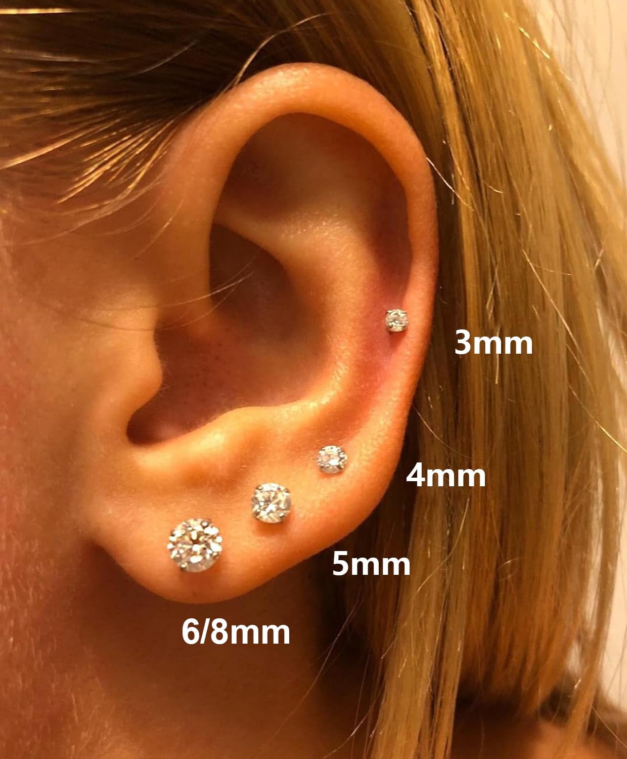 Nmkwnr 14 Pairs 316L Stainless Steel Stud Earrings Flat Back Earrings Round Cubic Zirconia Earrings Studs for Women, Silver