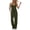 Army Green, variant on Womens Solid Color V Neck Adjustable Spaghetti Strap Jumpsuit Sleeveless Long Wide Leg Casual Style Side Pockets Elastic Waist Relaxed Fit Lightweight Breathable Fabric
