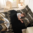 thumbnail image 4 of Castle Fairy Leopard Plaid Sports Car Bedding Comforter Set 7pcs for Boys, Pattern Art Queen Bedding Sets for Bedroom, Gold Black,Black Reversible, 4 of 7
