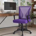 thumbnail image 4 of Furniwell Mid Back Mesh Desk Chair - Ergonomic Lumbar Support, Swivel Rolling Task Chair with Armrest (Purple), 4 of 14