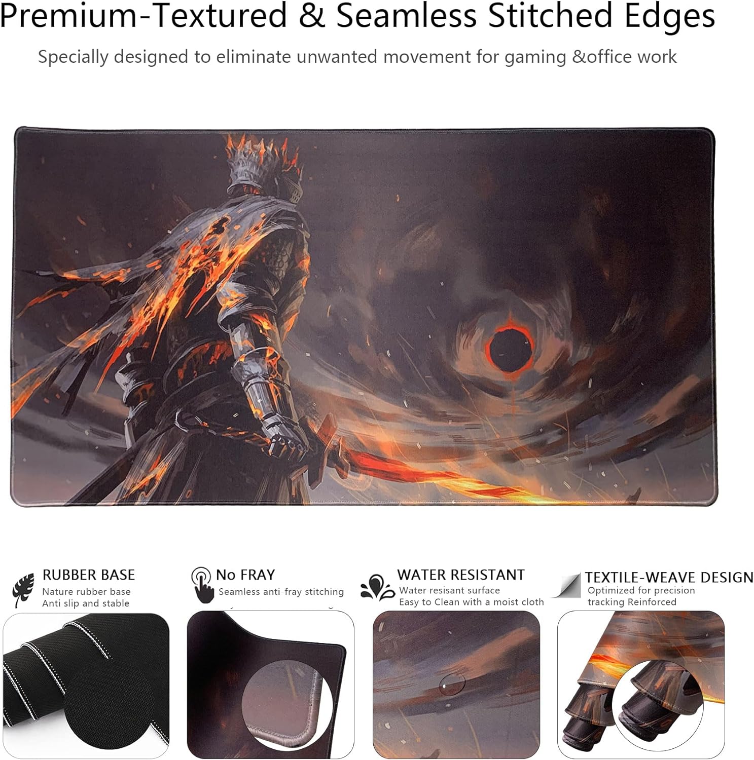 Large Gaming Mouse Pad XXL Extended Mat Desk Pad Mousepad Long Non-Slip Rubber Mice Pads Stitched Edges for Home and Office 35.4" x15.7"x0.2" Wushi