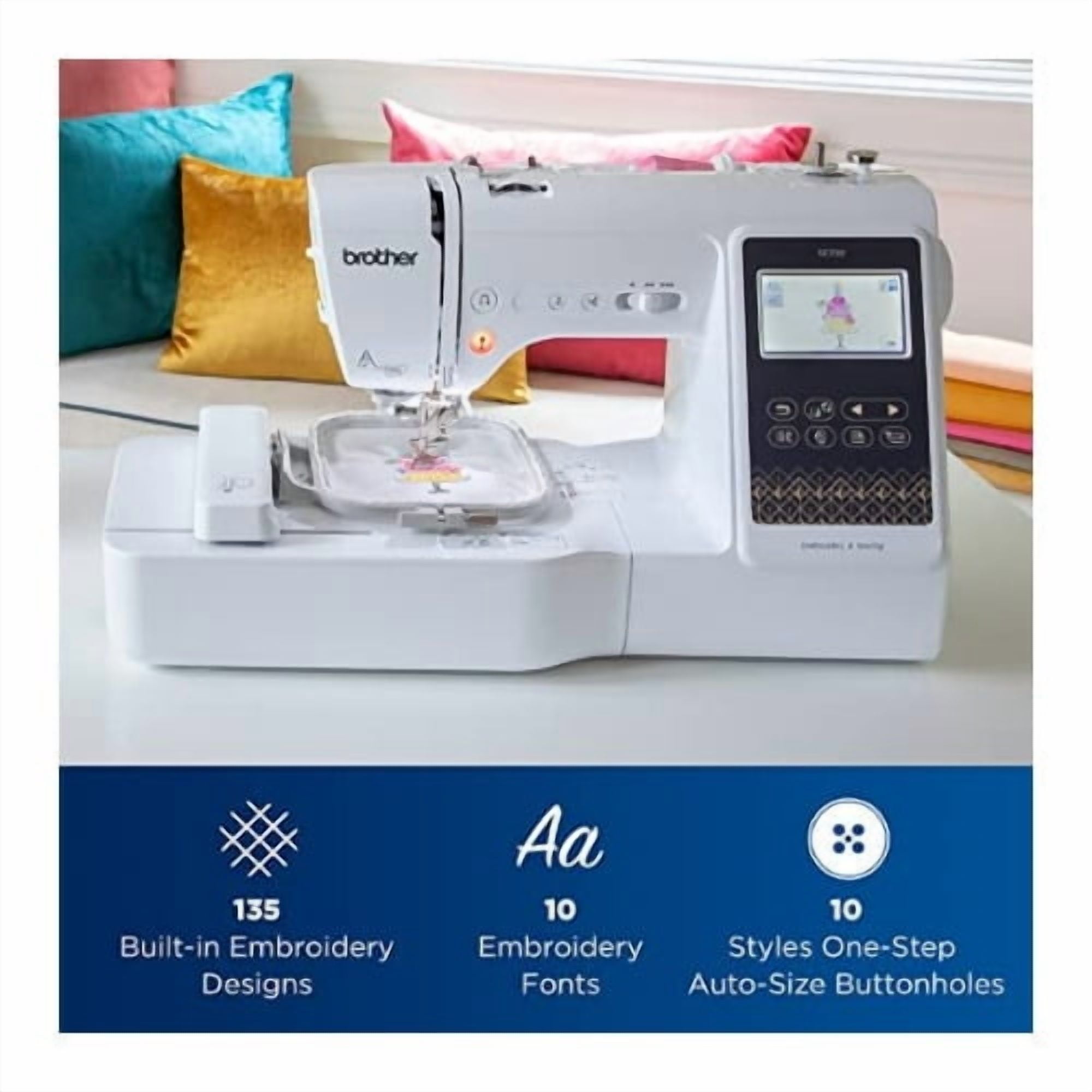 Brother SE700 Elite Computerized LCD Touchscreen Sewing and Embroidery Machine Bundle with Thread Set (2 Items)