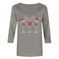 thumbnail image 4 of Women's Christmas Clothes Sparkly Tops Rhinestones Studded Trendy Crew Neck 3/4 Sleeve Tee Shirt Casual Tshirts (M, Gray), 4 of 6