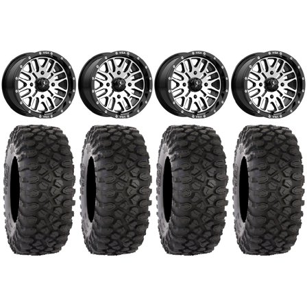 MSA Machined Brute 15" ATV Wheels 30" XC450 Tires Sportsman RZR Ranger