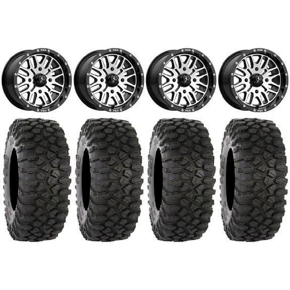 MSA Machined Brute 15" ATV Wheels 30" XC450 Tires Sportsman RZR Ranger