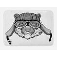 thumbnail image 1 of Jaguar Bath Mat, Monochrome Hipster Wild Cat with Old Motorcycle Equipment Vintage Style Pattern, Plush Bathroom Decor Mat with Non Slip Backing, 29.5" X 17.5", Black White, by Ambesonne, 1 of 2