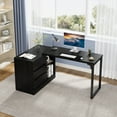 thumbnail image 4 of Tribesigns L-Shaped Computer Desk with Drawers and Shelves, Reversible Corner Office Desk with Storage Cabinet, Modern Study Writing Table for Home Office, Bedroom (Black), 4 of 9